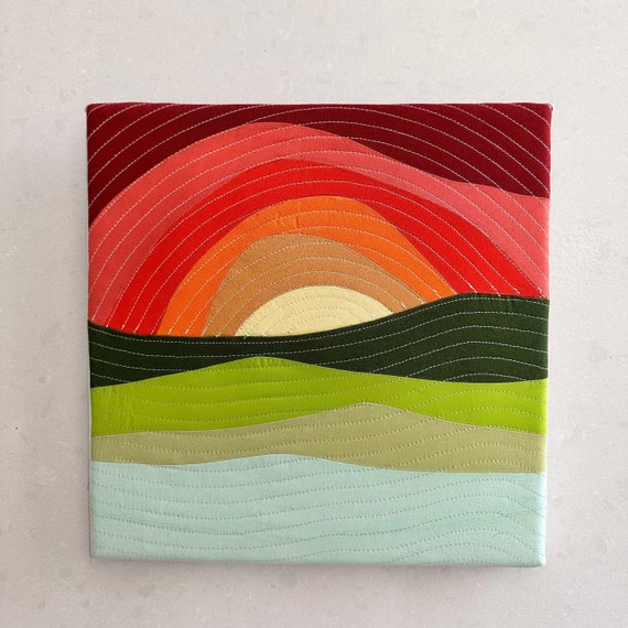 Textile Art | Hand made gift | Mountain scapes | Sunset design| Hanging Art| Framed Art| Quilt Art