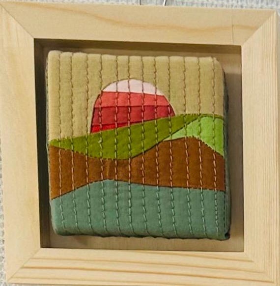 Mini Mountain Quilt Art: Framed Textile Wall Hanging