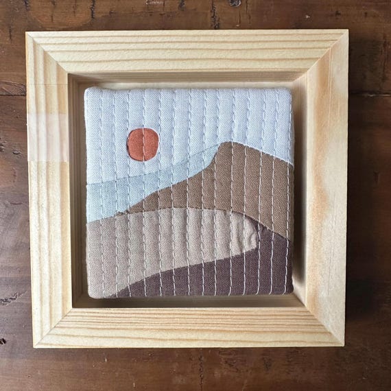 Mini Mountain Quilt Art: Framed Textile Wall Hanging