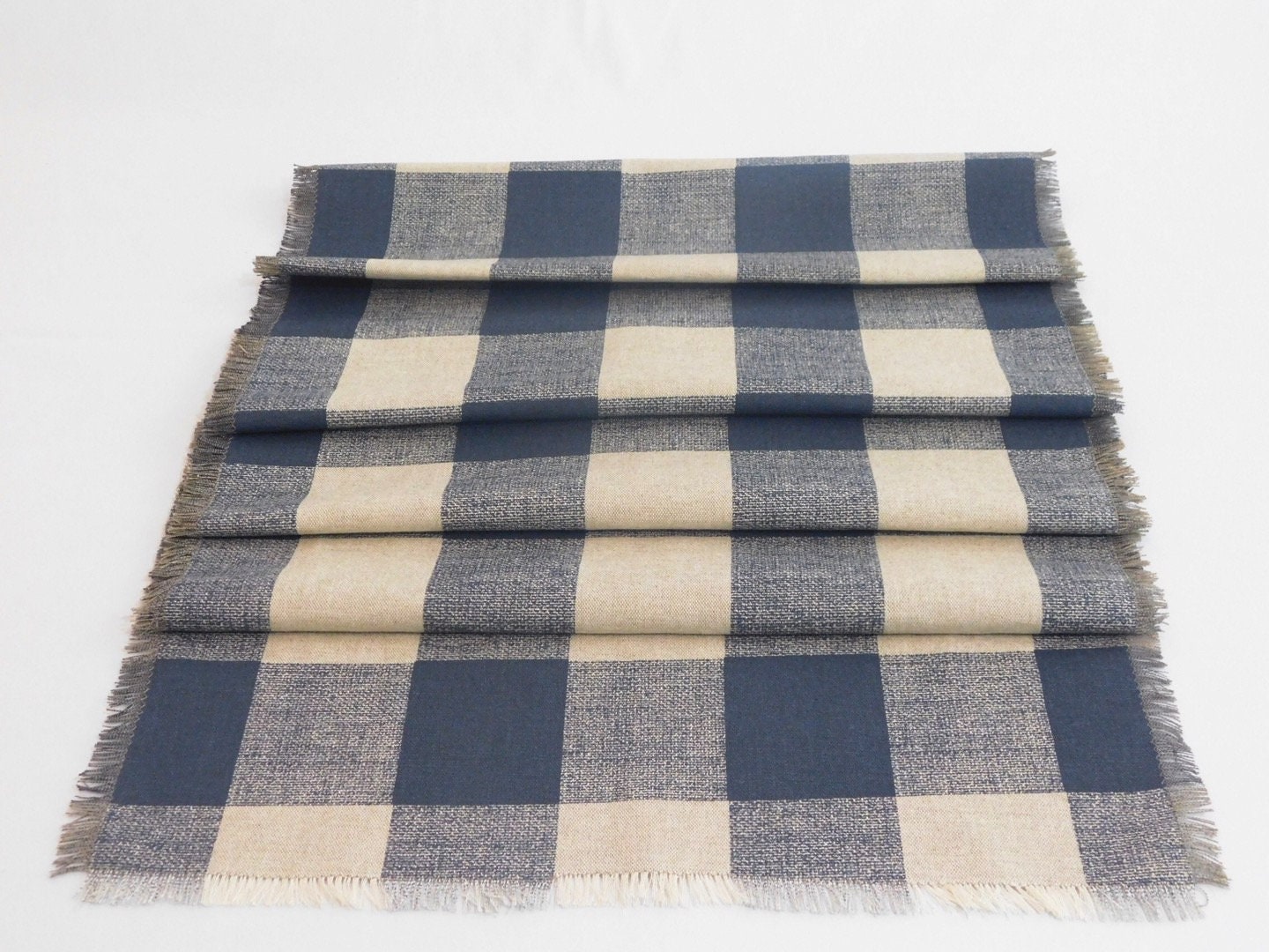 Check Blue and Beige table Runner| Plaid|canvas|Table setting|Patio ...