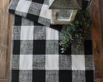 Buffalo Check Table runner| Black and White| Plaid Cotton Fabric| Country  decor| Gift |Farmhouse Kitchen| Custom orders Available| Elegant