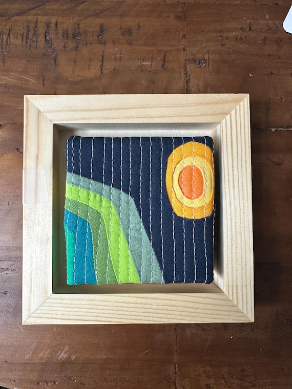 Mini Mountain Quilt Art: Framed Textile Wall Hanging