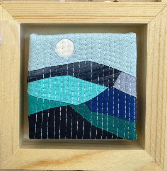 Mini Mountain Quilted Wall Art: Small Textile Decor