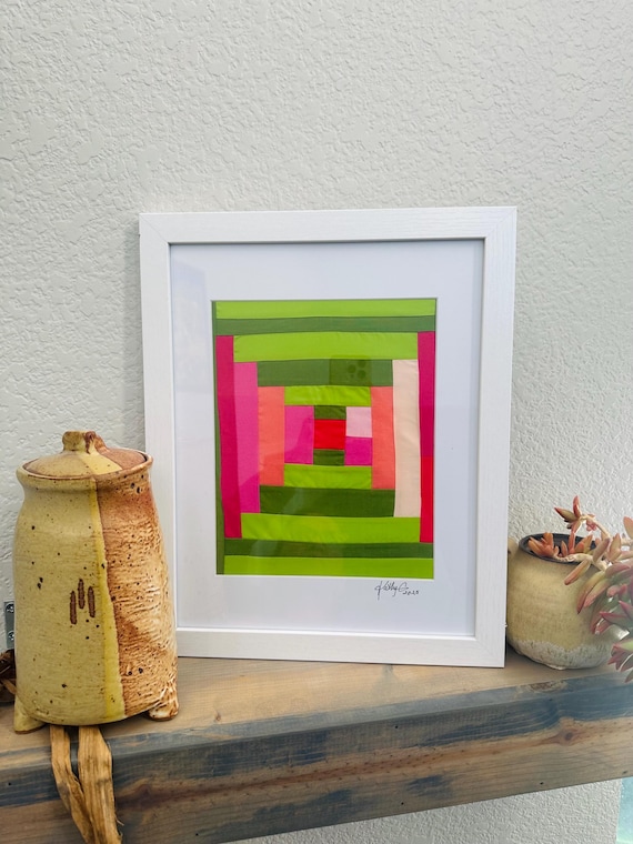 Contemporary  Textile Art: Recycled Cotton Fabric Wall Hanging