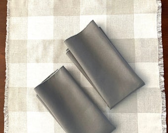 Dark Gray Polyester Napkins| 17" x 17" | Table Decoration| Farm table| Reversible|  Set of 2