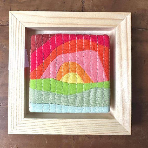 Mini Mountain Quilt Art: Framed Textile Wall Hanging