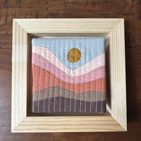 Mini Mountain Quilt Art: Framed Textile Wall Hanging