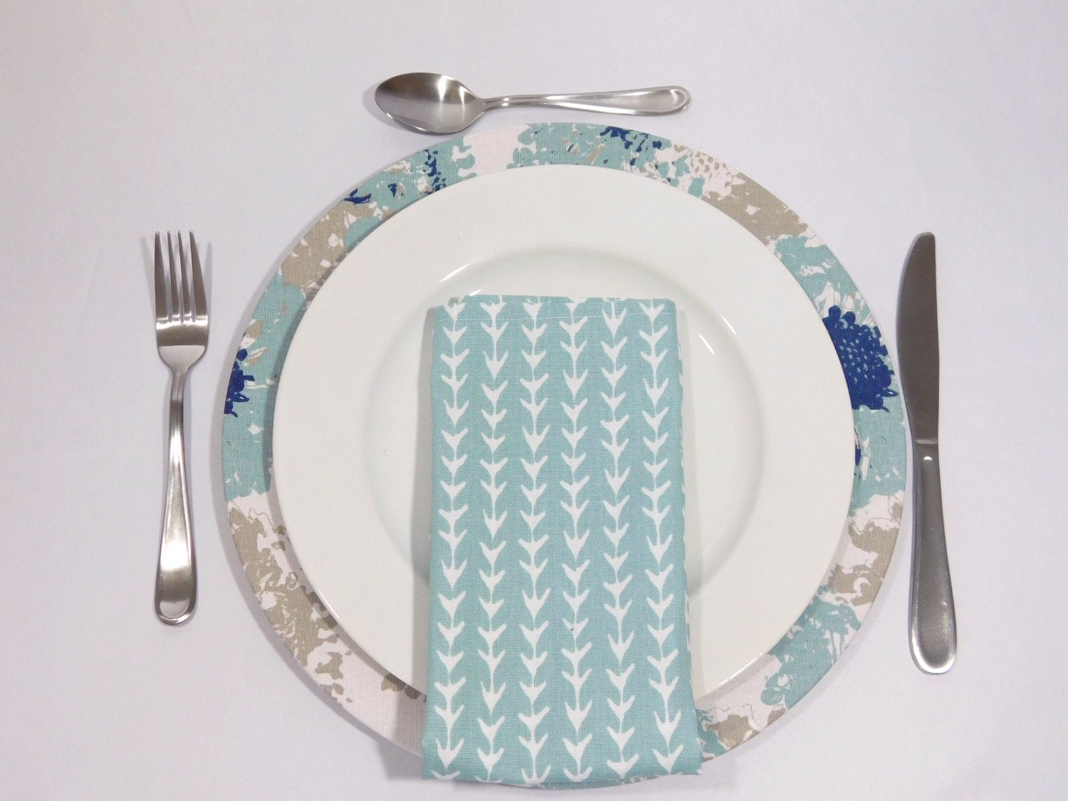 Light Blue Floral Charger Plate Etsy UK