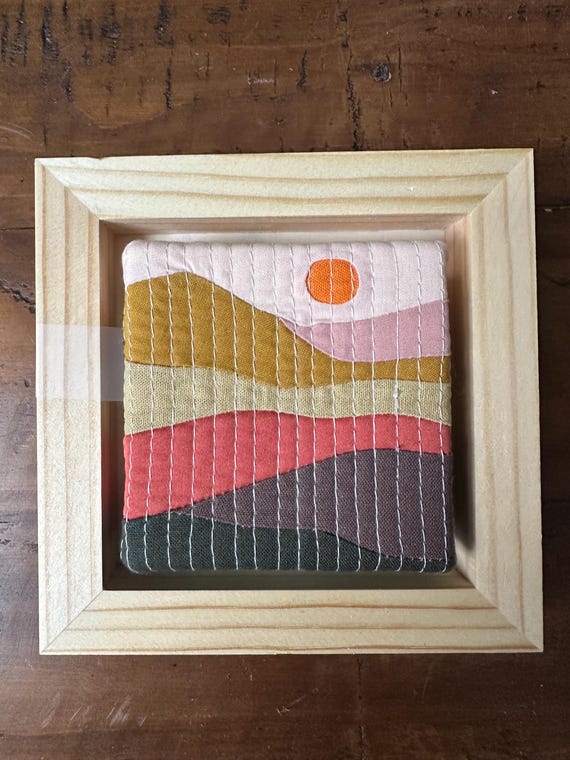 Mini Mountain Quilt Art: Framed Textile Wall Hanging