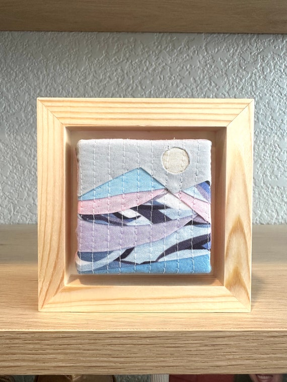 Mini Mountain Quilt Art: Small Textile Wall Decor (5x5)