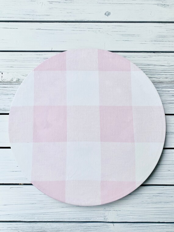 Plaid Charger plate cover|Set of Two|Cotton|White and Pink|Easter|Spring|Table decor|Washable|Custom orders Available|Bridal and Baby shower