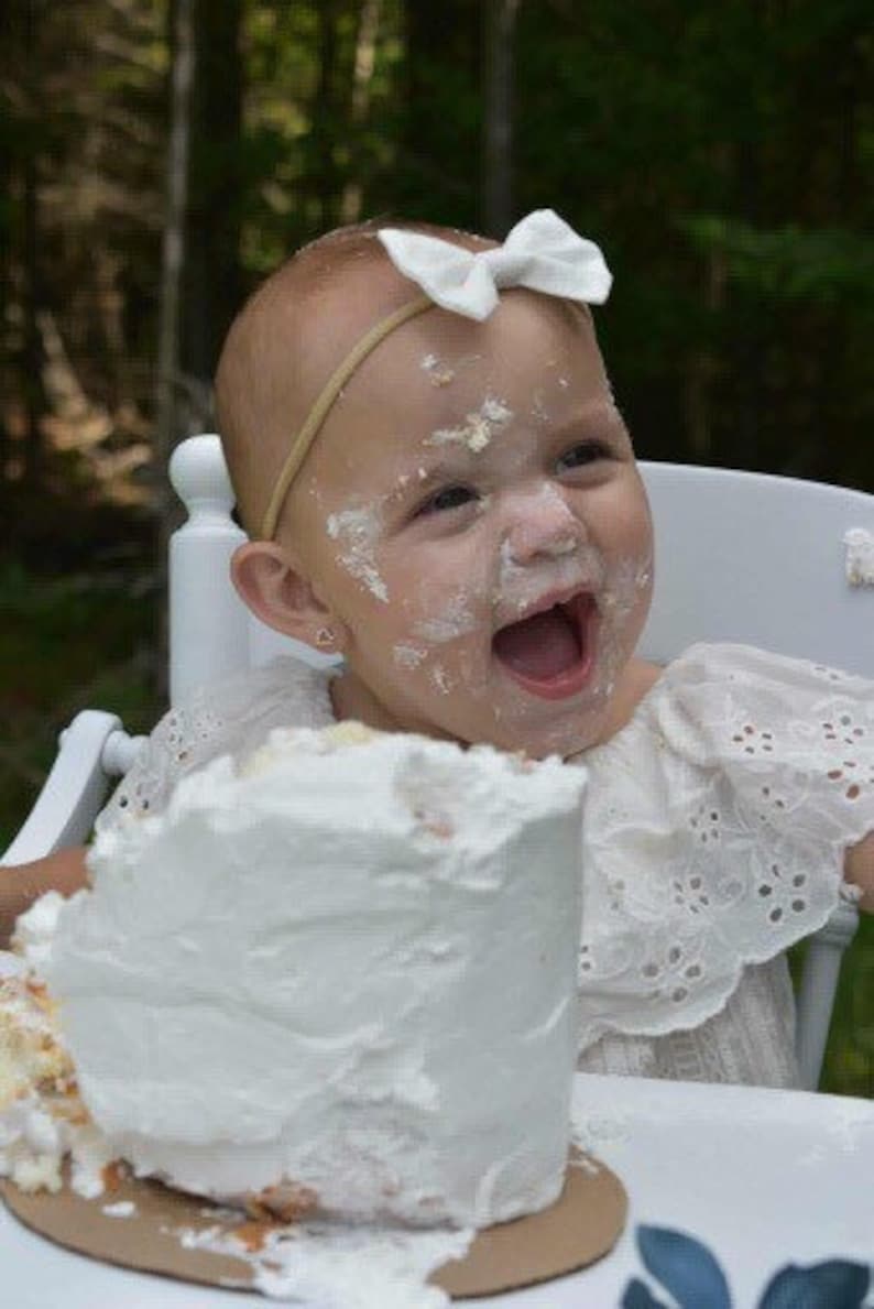 Newborn Headband Headbands for Babies Infant Headband Nylon Headband White Bow Baby Hair Bow Baby Shower Gift Upcycled
