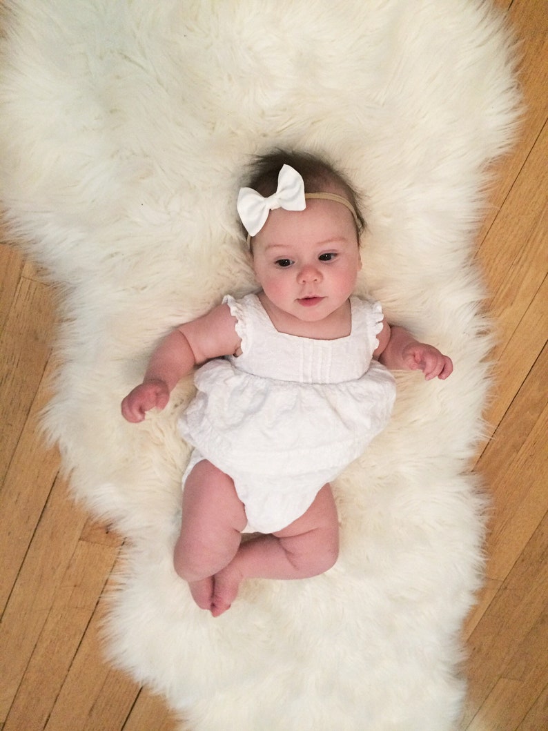 Newborn Headband Headbands for Babies Infant Headband Nylon Headband White Bow Baby Hair Bow Baby Shower Gift Upcycled