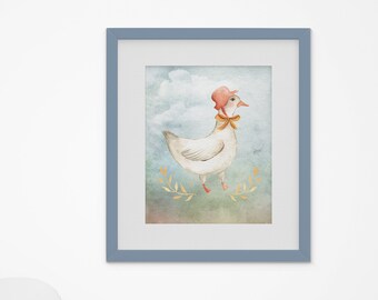 Mother Goose, Picture for baby room, Nursery Rhyme Prints,  Digital Download, Printable, Gender Neutral