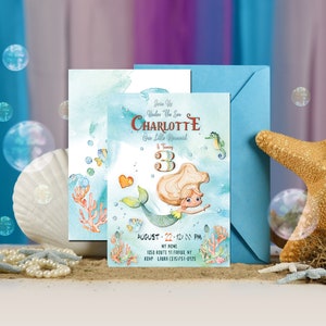 Mermaid Invitation, Mermaid Birthday Invitation, mermaid party, Little Mermaid Invitation, Princess Invitation, Ariel Birthday