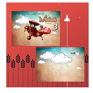 Editable Airplane Birthday Invitation, First Birthday Plane, Pilot Birthday Invitation, Plane Invitation, Any Age Birthday,