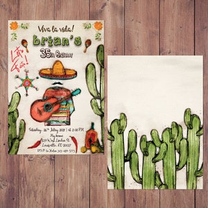 Fiesta Invitation, Fiesta Birthday Invitation, Mexican Fiesta Invitation, Fiesta Party, Any Age, Mexican, Taco Party