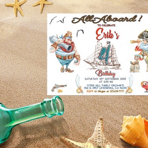 Pirate THREE, FOUR, FIVE Birthday Invitation - Pirate Invitation Digital Birthday Boy - Pirate Party Supplies - Printable- Pirate Adventure