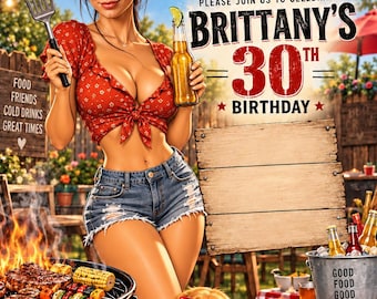 Custom Backyard BBQ Birthday Invitation, Grill Party Invite (Digital File)