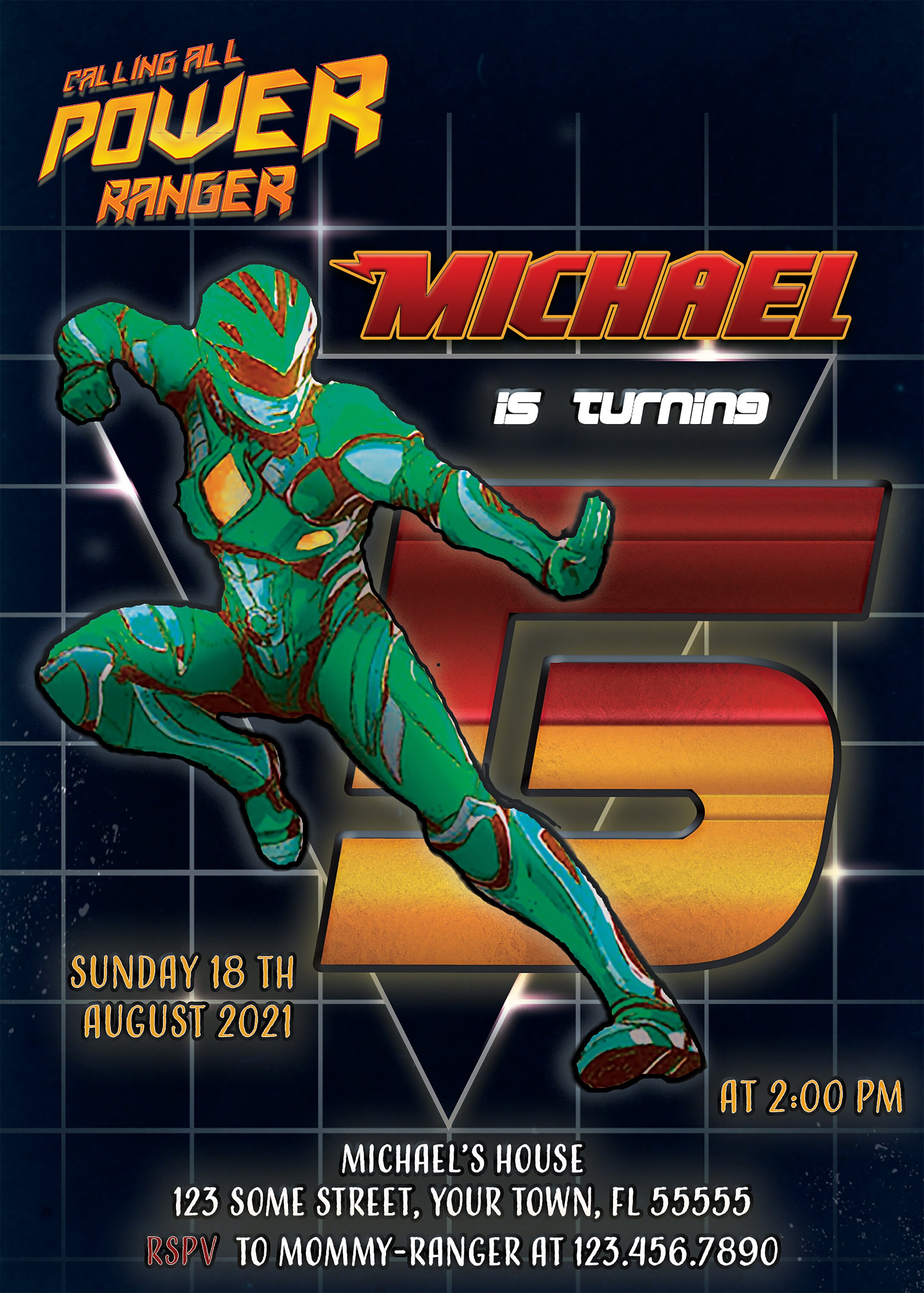 Invitación de cumpleaños de Power Ranger Rojo Amarillo - Etsy España