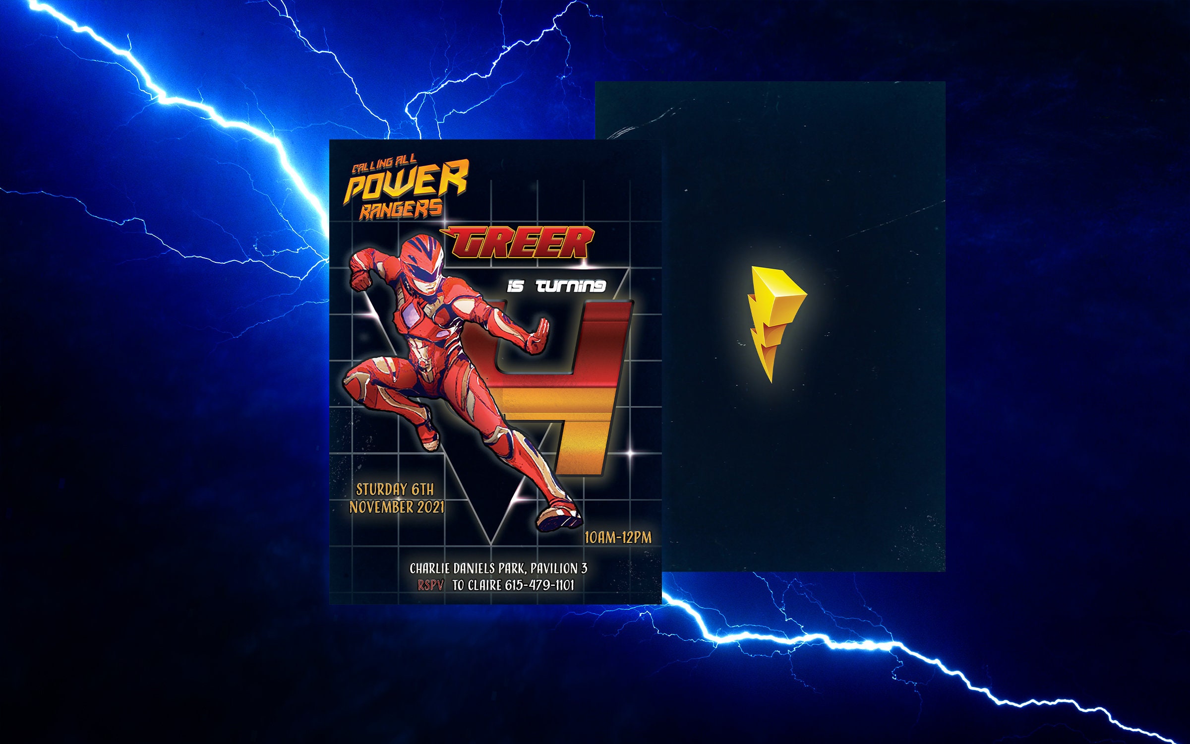 Power Ranger Birthday Invitation Red Yellow Green Blue Ninja Steel Digital invites Superhero Invitation Editable Birthday
