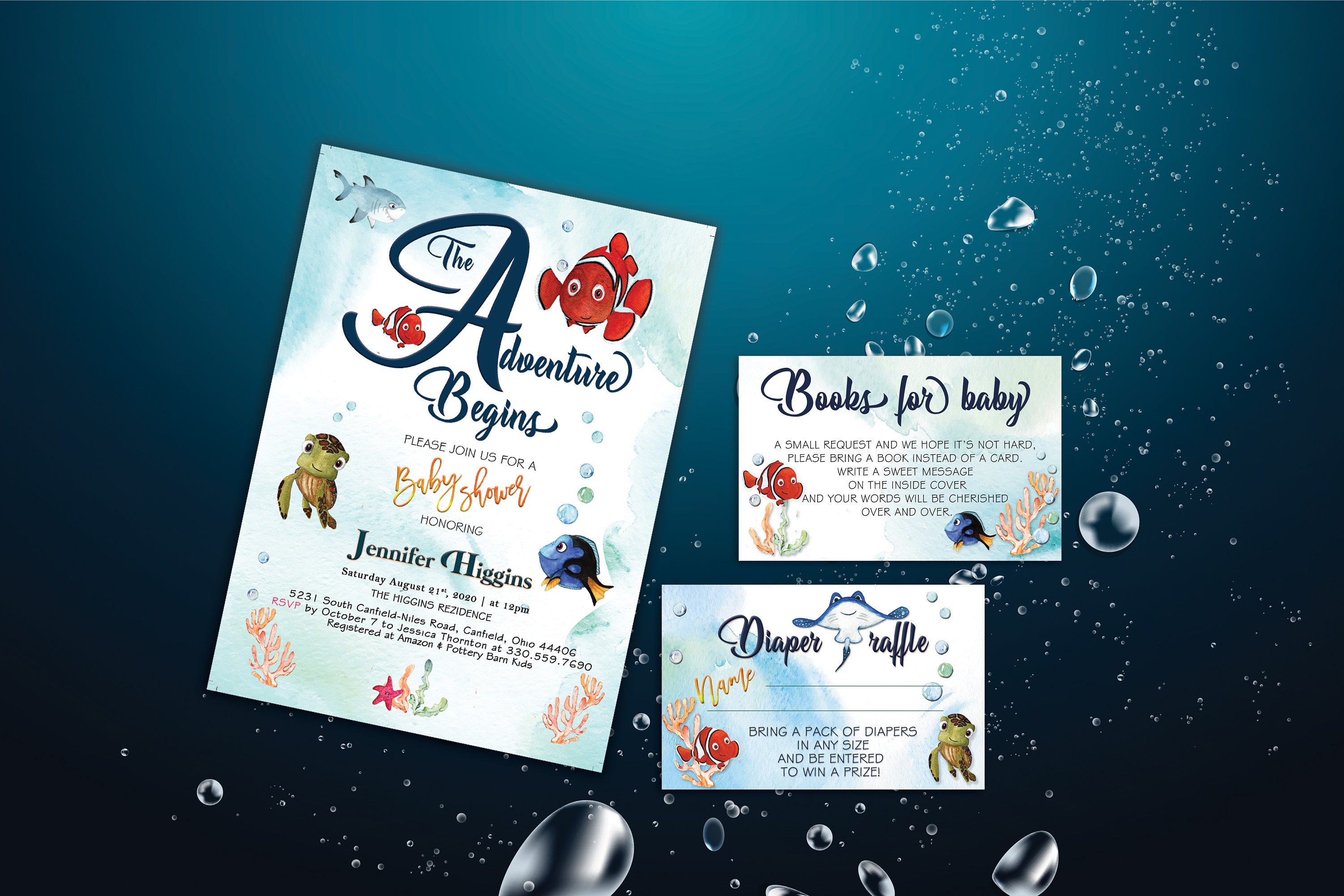 Adventure Baby Shower Finding Nemo Invitations Printable | Etsy