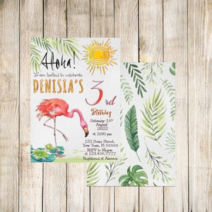 Flamingo Invitation, Flamingo Birthday Invitation, Flamingo Party, Birthday Pool Party Invitation, Tropical Birthday, Girl Birthday