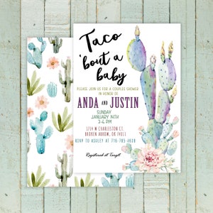 Fiesta Taco Baby Shower Invito stampabile, Let's Taco Bout Babies Shower, Taco 'bout a baby Fiesta Cactus Baby Shower