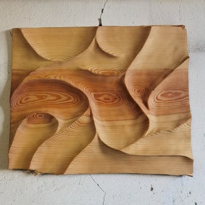 Modern WAVY WOODEN PINE Wave Art Deco Wallhanging Geometric Home Relief Art Handmade wooden abstract wall decor for living room