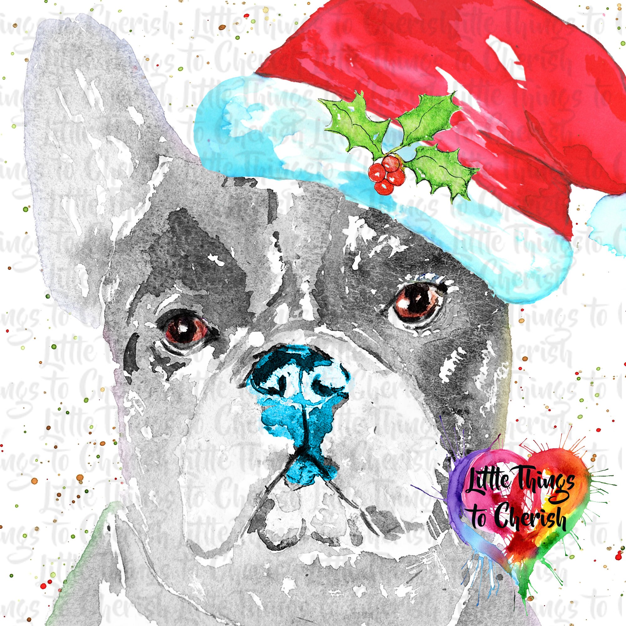 Christmas Dog Clipart Dog Graphics French Bulldog Clip Art | Etsy