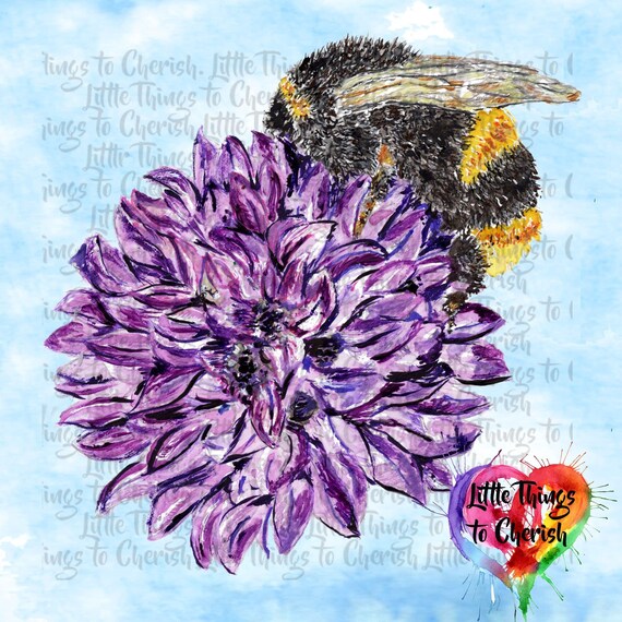 Watercolour Bee on Purple Chive Flower Clipart Bee on Flower Graphics Png  Hand Painted Watercolour Flower Bee Design Sublimation - Etsy