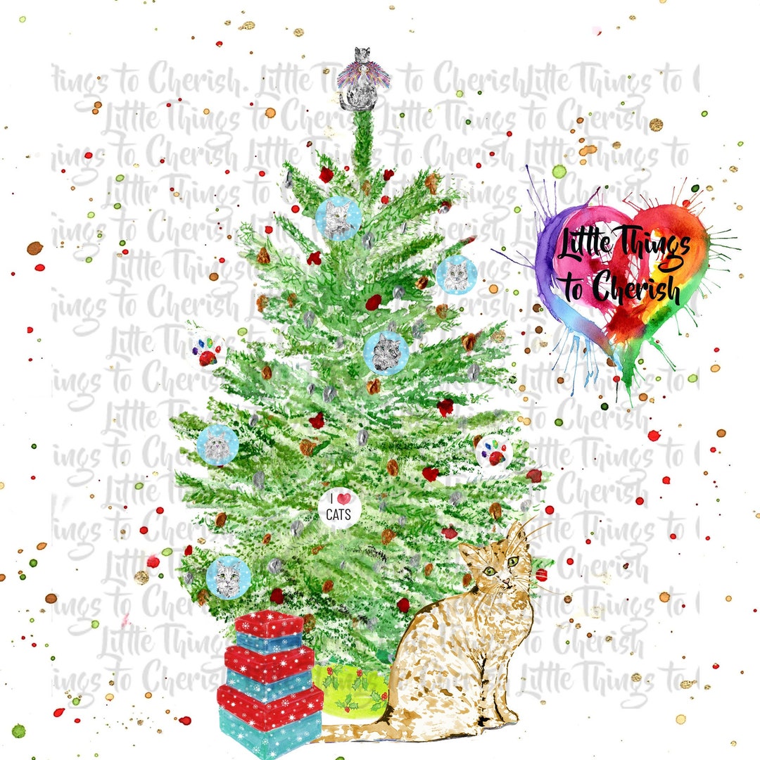 Christmas Love Cats Tree Design Christmas Cat Tree Xmas Png Etsy UK