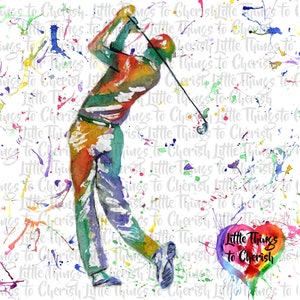 Golfer Clipart | Golf Graphics | Male sport PNG | Golfer Clip Art | Sport Watercolour | Commercial PNG| Golf Rainbow sublimation PNG