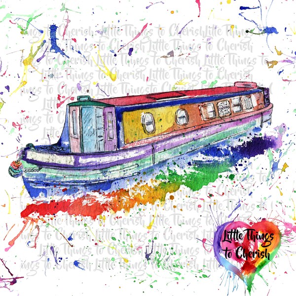 Narrowboat Sublimation PNG | Canal Boat PNG | Boat Clipart| Narrow boat Sublimation | Hand Painted Narrow Boat PNG | Canal Boat sublimation