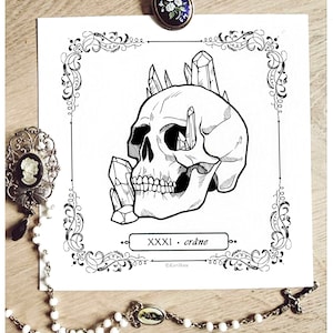 Carte Carrée - Print - Oniroctober - Crâne et cristaux . crystal skull •