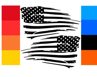 Distressed American Flag Vinyl Decal Set | Car Truck Fender Stickers