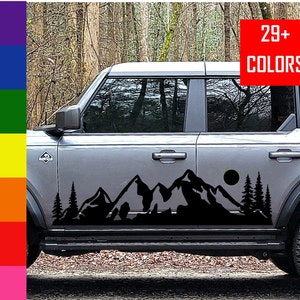 Mountains and Trees Graphics Vinyl Decal for Car, Truck, RV, Camper | Single Decal or Set available in multiple colors and sizes