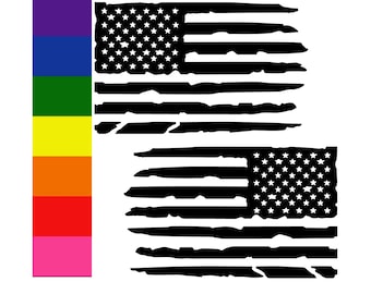 Distressed American Flag Vinyl Decal Set | Car, Truck, RV Stickers
