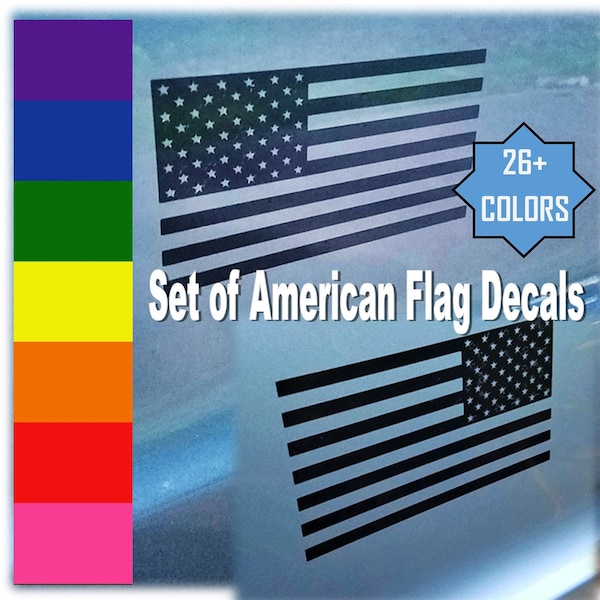 Set of American Flag Vinyl Decals Stickers | US Flag Fender Decals | America Flag Sticker Set | USA Flag Set | Multiple Colors and Sizes