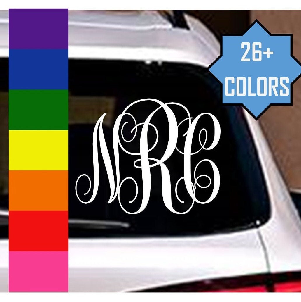 Vine Monogram Vinyl Car Decal Sticker | Monogram Window Sticker | Mon…