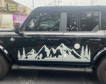 Mountains with Trees Vinyl Decal Graphics for Car, Truck, RV, Camper, Van