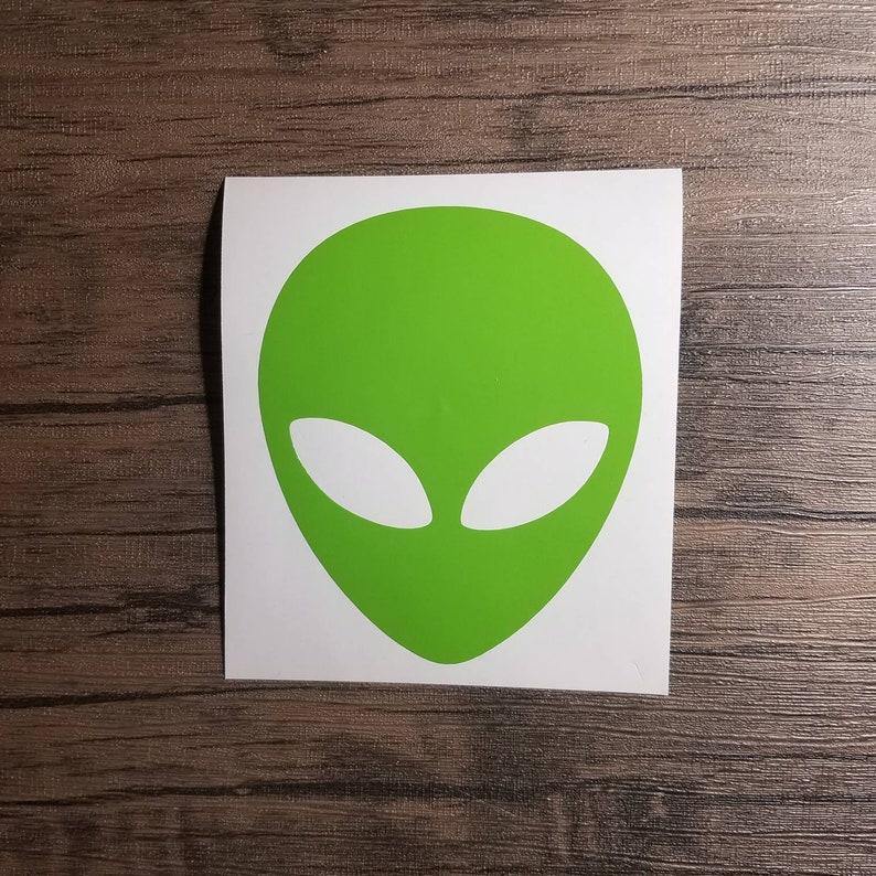 Alien Theme Birthday Party Decals Sheet of Alien Head Window Decals for computer car tablet tumbler cup mug x 12 Page of Alien Stickers