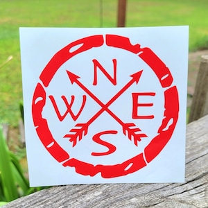Distressed Compass Vinyl Decal, Car RV Camper Sticker