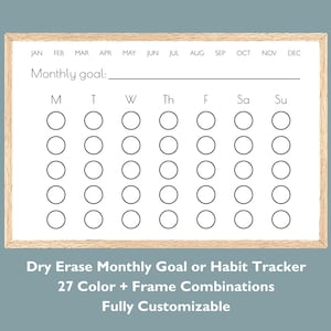 Gepersonaliseerde maandelijkse dry Erase-doeltracker | Gewoonteschema | Aanpasbare kleuropties | Grote wandkalender