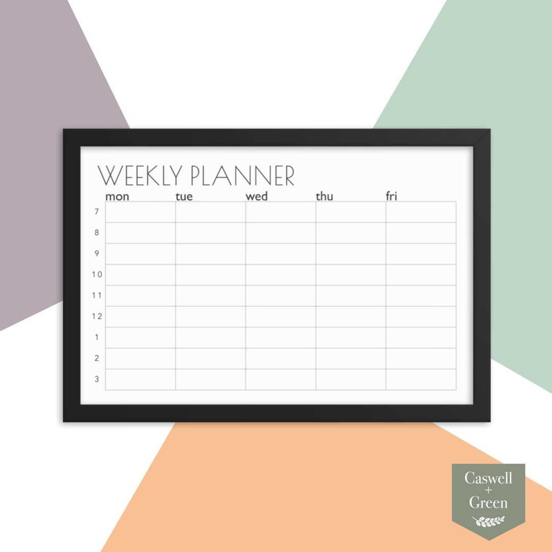 School Day Weekly Planner, Hourly Planner, Weekly Dry Erase Planner