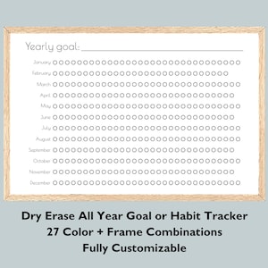 1 jaar droog wissen doeltracker | Jaarschema | 12 x 18 of 24 x 36 | Herbruikbare muurplanner | Gepersonaliseerde jaarindeling