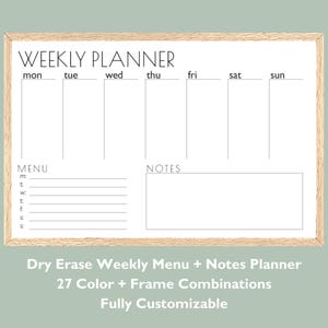 Planner settimanale da parete personalizzato cancellabile a secco / Personalizzabile / Menù / Note / Multicolore / Grande calendario da parete