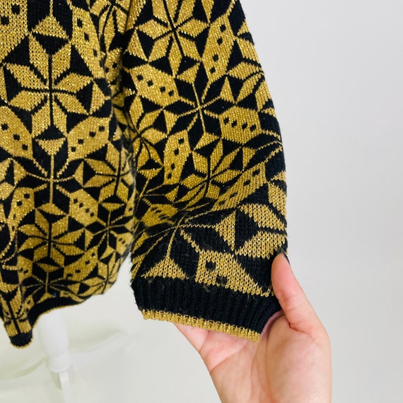 Vintage Snowflake Poinsettia Collared Sweatshirt … - image 4