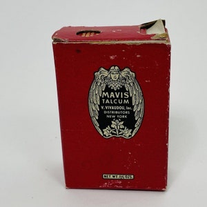 Mavis Talcum Powder |  1.5 oz | Vintage | 1950s | 50s|  V. Vivaudou | New