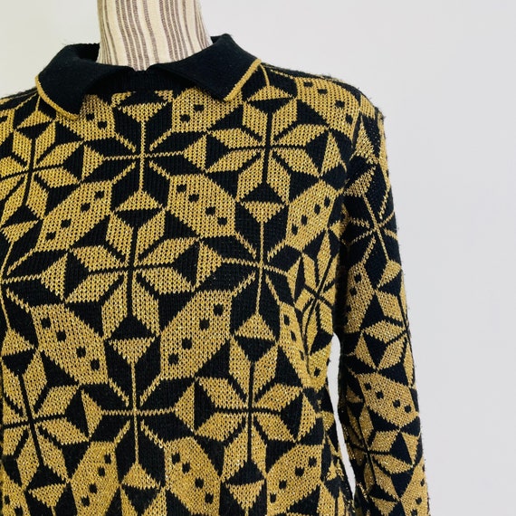 Vintage Snowflake Poinsettia Collared Sweatshirt … - image 10